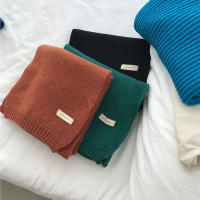 Bufanda Plana De Color Sólido Coreano Para Parejas, Tejida Con Hilo Grueso Y Cálido, Moda De Otoño E Invierno, Mantel De Adultos Para Exteriores - details 2