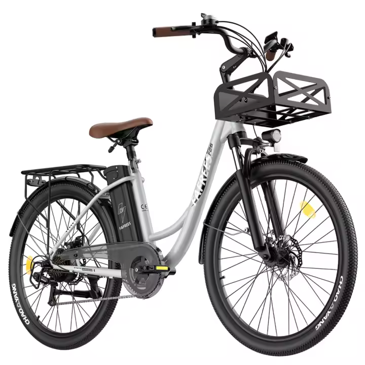 Bicicleta eléctrica de larga duración Fafrees F26, motor de 250 W, batería de 36 V 20,3 Ah, neumáticos de 26 x 1,95 pulgadas, velocidad máxima de 25 km/h, alcance de 140 km, SHIMANO de 7 velocidades, frenos de disco mecánicos, pantalla LCD de 2,3 pulgadas - 1