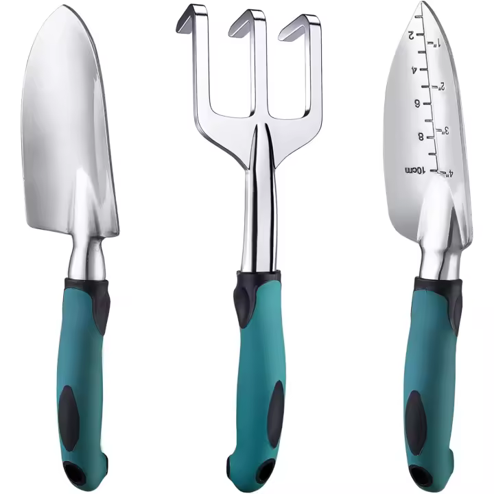 Herramientas de Jardín Kit Jardineria, 3 en 1 Kit de Herramientas para Jardinería para Trasplantar Flores y Verduras, Aflojar el Suelo, Desherbar (Rojo) - 1