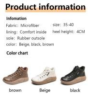 Zapatos Casuales Para Mujer Versátiles Y Moda Retro Altas a La Cintura Impermeables Con Suela Gruesa Zapatos De Tren Crustáceo Primavera Otoño - details 12