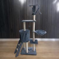 COTTECOTA-Árbol Rascador Gris 50x35x138cm Arbol para Gatos con Plataforma Torre Rascador Escalador para 2-3 Gatos Medianos Estable Rascador con Nidos Hamaca Plataformas Juguete Poste De Sisal Natural  ref 51093 - details 4