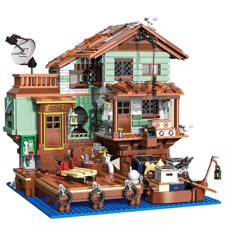 Bloques De Construcción Creativos De Pesca Casa De Pescadores Wharf Modelo Edificio Callejón Venta De Tienda Antigua Mini Bricks Juguete Para Niños - 1
