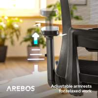 AREBOS Silla de oficina ergonómica silla escritorio con reposacabezas ajustable - details 16