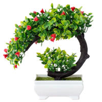 Planta Artificial De Bonsái En Vaso Flores Falsas Ornamento De Mesa Material Plástico Estilo De Planta Bonsái - details 7
