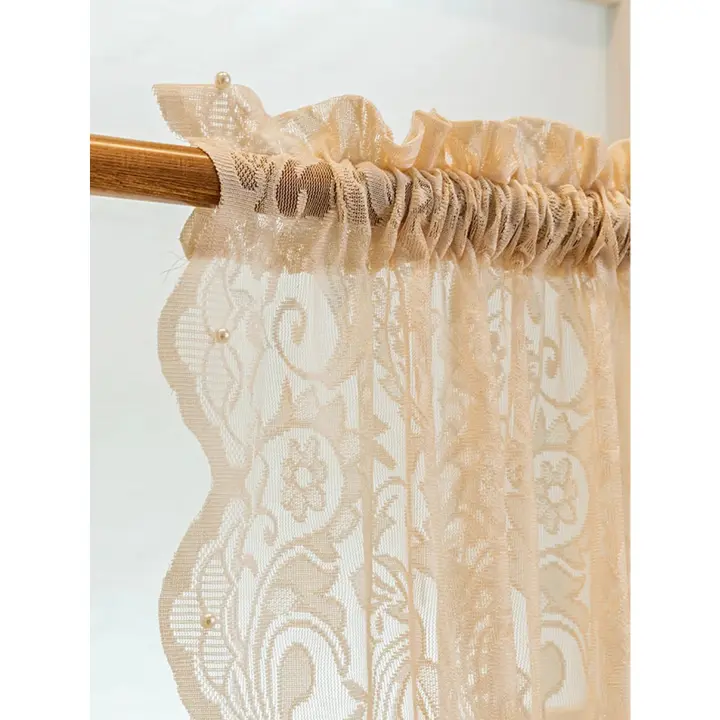 Cortina De Encaje Con Borlas Para Sala De Estar Y Dormitorio 1PC Romántica Rural Tapizante De Translucidez 100% Poliéster - 1