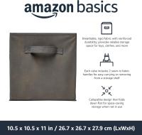 Cube/Organizador de Almacenamiento de Tela Flexible with Asas, Paquete de 6, Gris Solido, 26.6X26.6x 27,9 cm - details 0