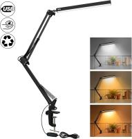 Lampara Escritorio LED - Flexo LED Escritorio Potente con clip - Protección ocular Lampara - 3 modos de luz X 10 niveles de brillo - Negro - details 0