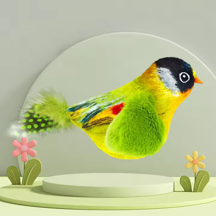 Juguete De Gato Peluche De Simulación De Aves Con Sonido Auto Divertido Para Aliviar La Boredomina Plástico Y Tela - 1