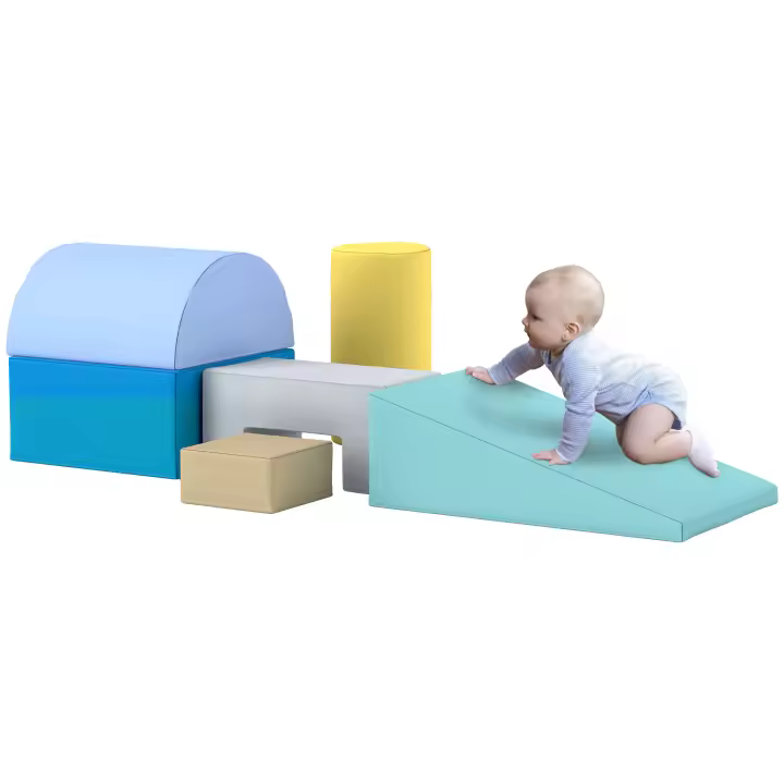 AIYAPLAY Juego de 6 Bloques Psicomotricidad para Niños Bloques de Construcción Figuras de Construcción Juguete para Aprendizaje para Escalar y Gatear Multicolor - 1