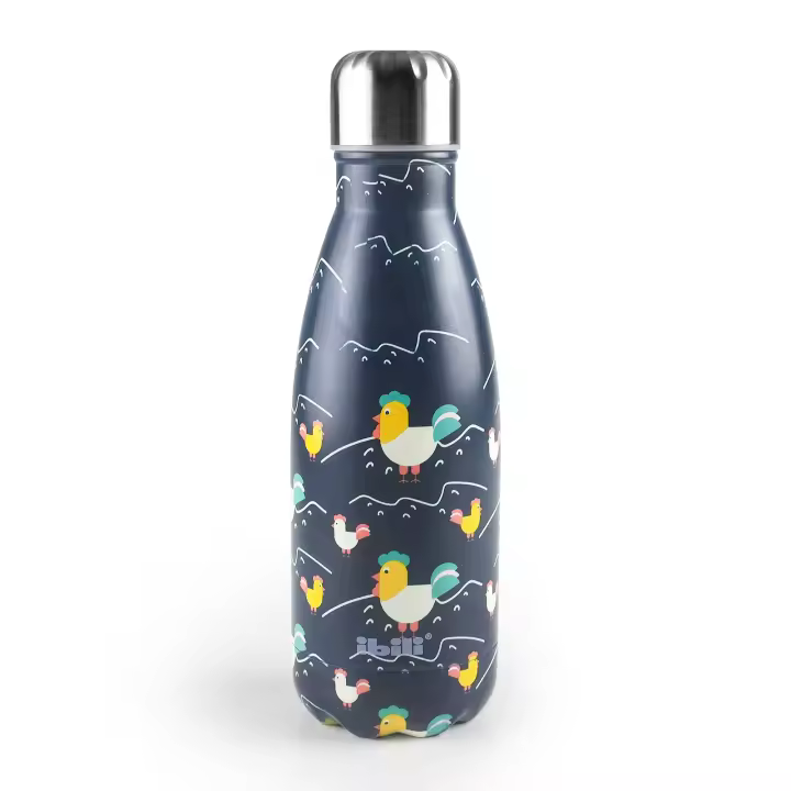 IBILI ZOO - Botella Térmica Reutilizable de 0.35L en Acero Inoxidable. Azul Oscuro - 1