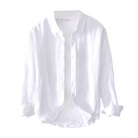Camisa De Lino Puro Para Hombres Diseñadora Nueva Con Manga Larga Moda Casual Comoda Top Ropa Camisas De Hombre Chemise - details 19