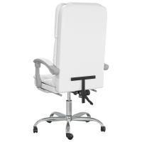 vidaXL Silla de oficina reclinable masaje cuero sintético blanco - details 3