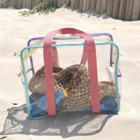 Bolso De Hombro Grande En Color Crema Para La Playa Y La Piscina Bolso De Almacenamiento Transparente De PVC Para Guardar Ropa Y Artículos De Baño - details 5