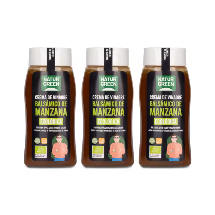 Pack 3x Crema de vinagre balsámico de manzana Bio 290 g NaturGreen - 1
