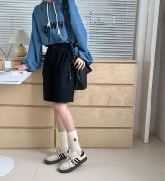 Juego De 5 Pares De Calcetines De Mujer Con Estampado De Rayas Negras Y Blancas Estilo Minimalista Bordados Pentagrama Deportivos Algodón Casual Medio Tobillo - details 2