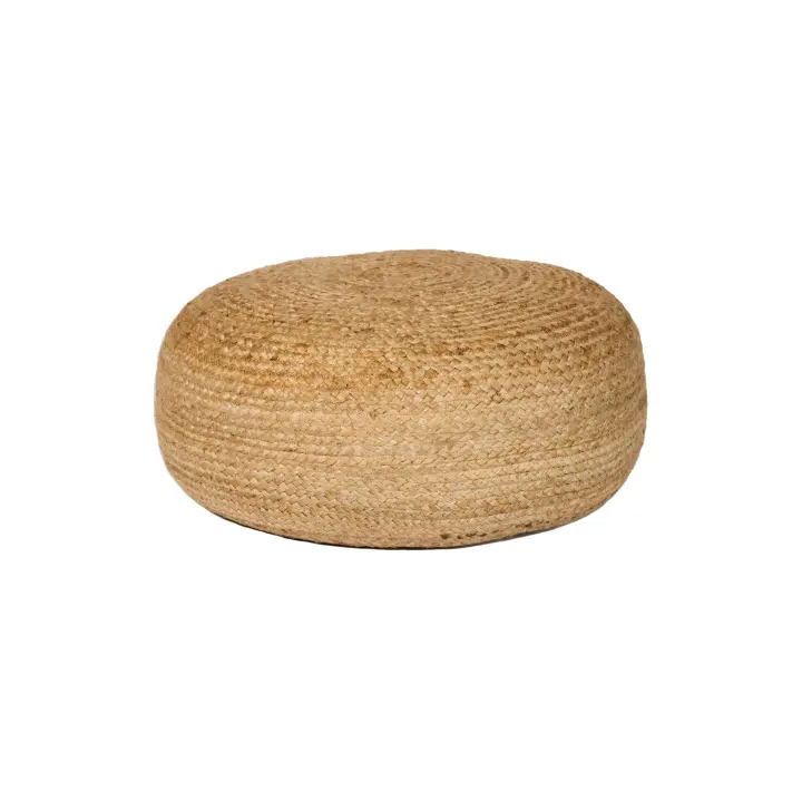 Puf de Yute Trenzado en Forma de Galleta Resistente y Sostenible de 55 Cm - 1
