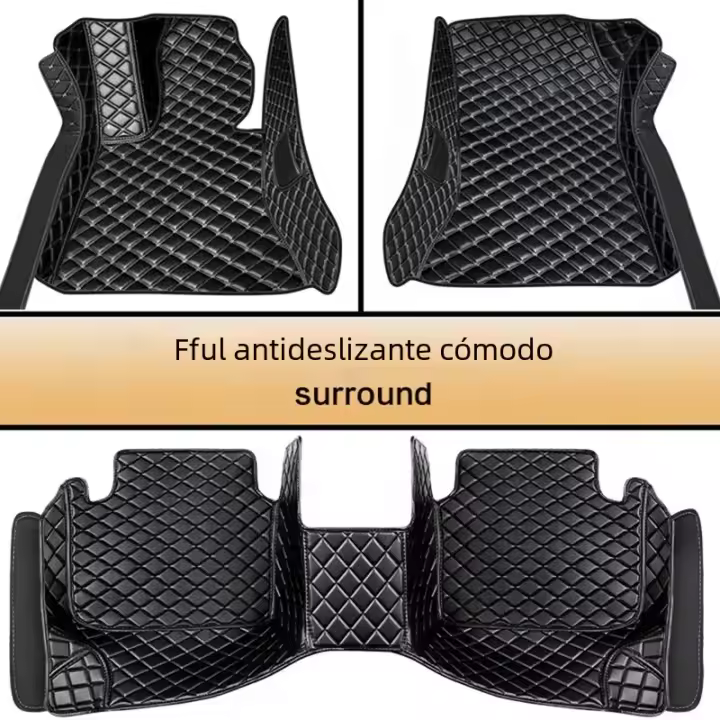 Alfombrillas De Piso Para Coche 4 Piezas Universales En Cuero PU Para Automóviles Camiones SUV Alfombras Delanteras Y Traseras Accesorios De Coche - 1