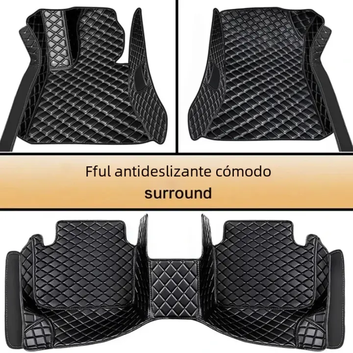 Alfombrillas De Piso Para Coche 4 Piezas Universales En Cuero PU Para Automóviles Camiones SUV Alfombras Delanteras Y Traseras Accesorios De Coche - 1