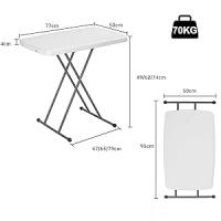 T-LoVendo Mesa Auxiliar Plegable y Elevable 77x50 cm | Altura Ajustable 49-74 cm, Portátil y Ligera | Estructura Metálica Reforzada | Ideal para Comedor, Terraza, Camping o Jardín - details 2