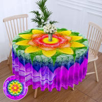 Mantel Redondo Impermeable Con Plantas Florales 63 Pulgadas Cubierta De Comedor Multifuncional Estilo Moderno Solterano - details 6