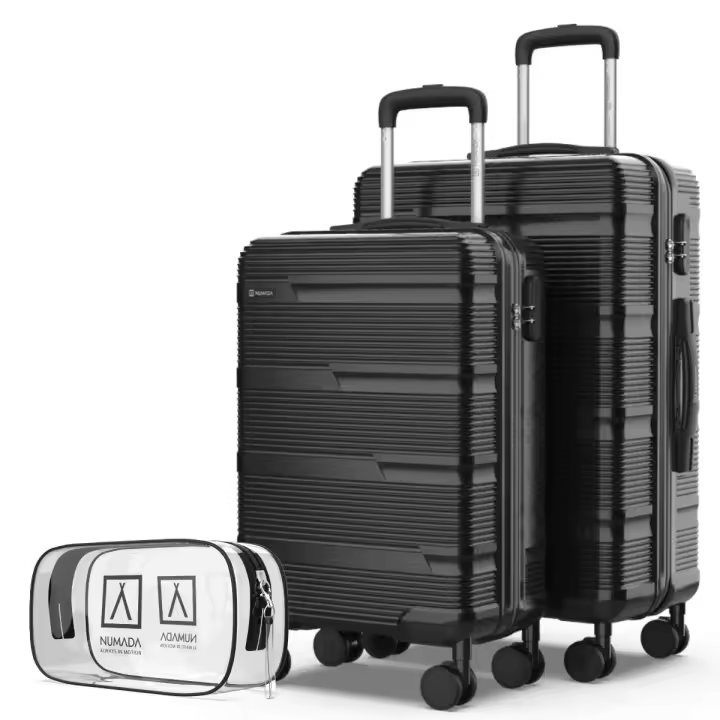 Numada Juego de Maletas Upfly T10 Negro 2 pzs ABS + Neceser. Maleta Cabina 55x40x20 y Mediana 66x44x26 - 1