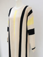 Vestido De Mujer REALEFT Otoño Invierno Grueso Vintage Rayado Suéter De Punto Manga Larga Cintura Alta Cuello Redondo Suéter De Moda Oficina Lady - details 2