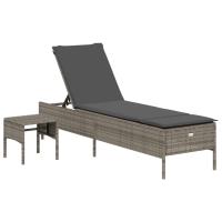 vidaXL Tumbona con cojín y mesita ratán sintético Negro, Marrón, Gris Sillas de Exterior Ideal para jardín, playa, piscina, terraza Tumbona Piscina Tumbonas Playa Tumbonas Jardín Exterior - details 3