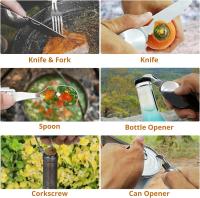 Cubiertos multifungals 5 a 1, Vajilla de Utensilios para Campar al aire libre, Juego de Cubiertos portátiles de Acero inoxidable para Viajes, Con Bolsa con cordón (1 Paquete) - details 0