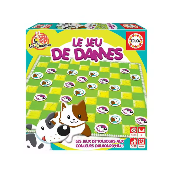 JUGUETILANDIA Juego de Damas Francés Educa 18154 | Juego de Estrategia +5 Años - 1