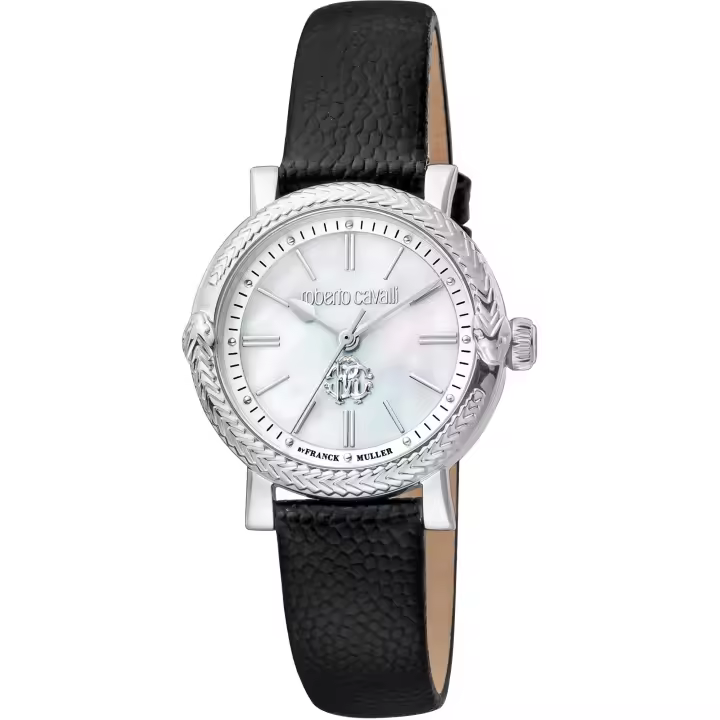 Reloj de pulsera Roberto Cavalli by Franck Muller - RV1L193L0011 correa color: Negro Dial Mother of Pearl Nácar Blanco antiguo Mujer - 1