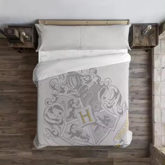 BL BELUM  Funda nórdica Harry Potter, Funda nórdica con botones 100% algodón modelo Hogwarts Grey - Funda Nórdica Extrasuave - Funda Nórdica 100% Made in Spain - 1