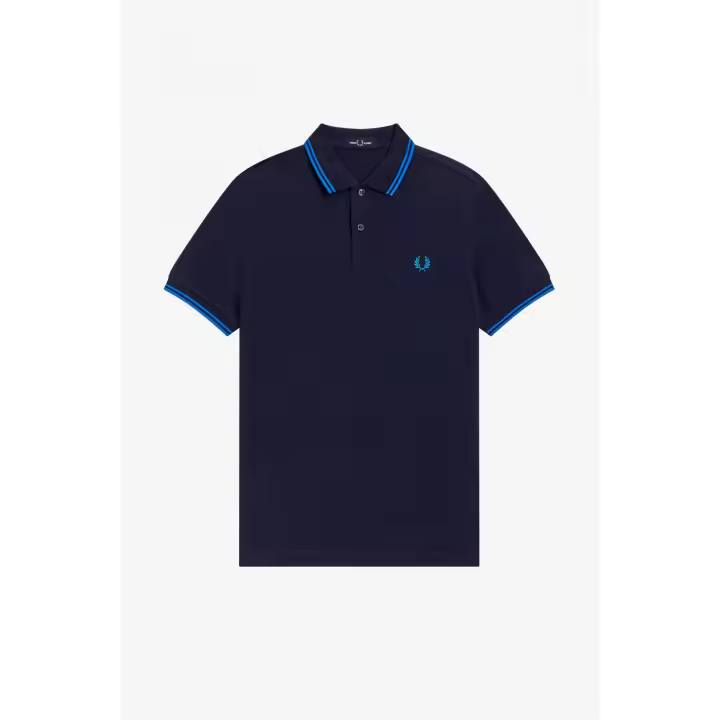 Fred Perry Slim Fit Twin Tipped Polo Dark Carbon Kingfisher Kingfisher - 1