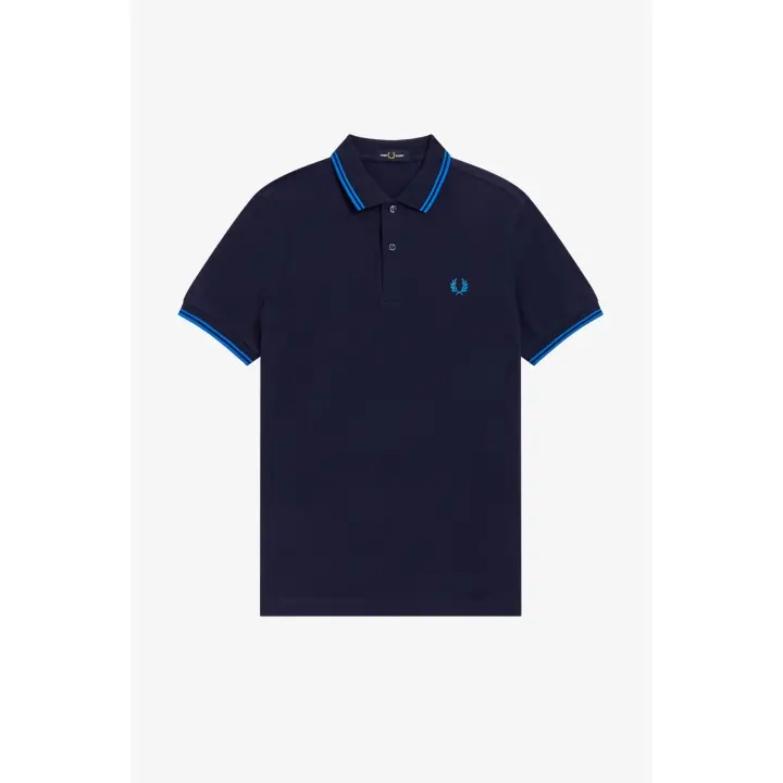 Fred Perry Slim Fit Twin Tipped Polo Dark Carbon Kingfisher Kingfisher - 1