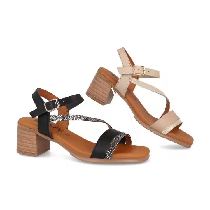 3415 - BDA SANDALIAS DE TACÓN   COLORES : NEGRO , BEIGE  TALLAS : 35 AL 41  CORTE EXTERIOR : PIEL  FORRO INTERIOR : PIEL  PLANTILLA : PIEL / GEL    ALTURA TACÓN / CUÑA : 5 CM.  PISO : SINTÉTICO - 1