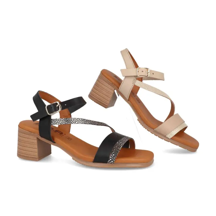 3415 - BDA SANDALIAS DE TACÓN   COLORES : NEGRO , BEIGE  TALLAS : 35 AL 41  CORTE EXTERIOR : PIEL  FORRO INTERIOR : PIEL  PLANTILLA : PIEL / GEL    ALTURA TACÓN / CUÑA : 5 CM.  PISO : SINTÉTICO - 1
