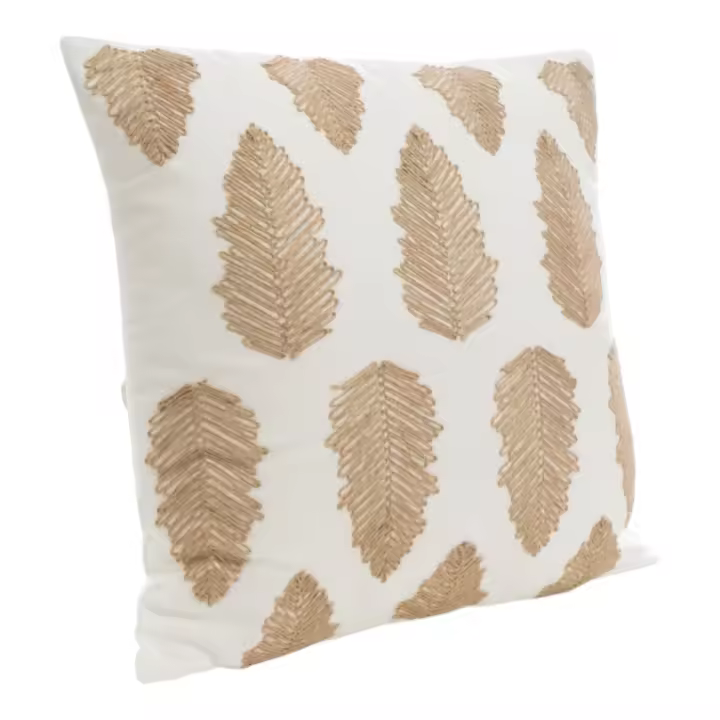 Cojin poliester Beige, blanco 45x45x15cm. El mejor complemento para tu hogar. - 1