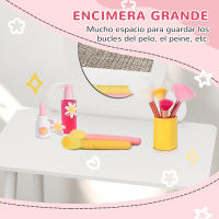 AIYAPLAY Tocador para Niñas con Taburete Tocador de Maquillaje para Niñas de +3 Años Tocador Infantil con Espejo Diseño Sencillo Blanco - details 4