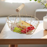 Cesta De Almacenamiento De Hierro Para La Cocina Organizador De Frutas Y Aperitivos Cesta Para Pan Y Alimentos Fotografía Propiedad Tamaño Approx 30x20x15cm - details 3
