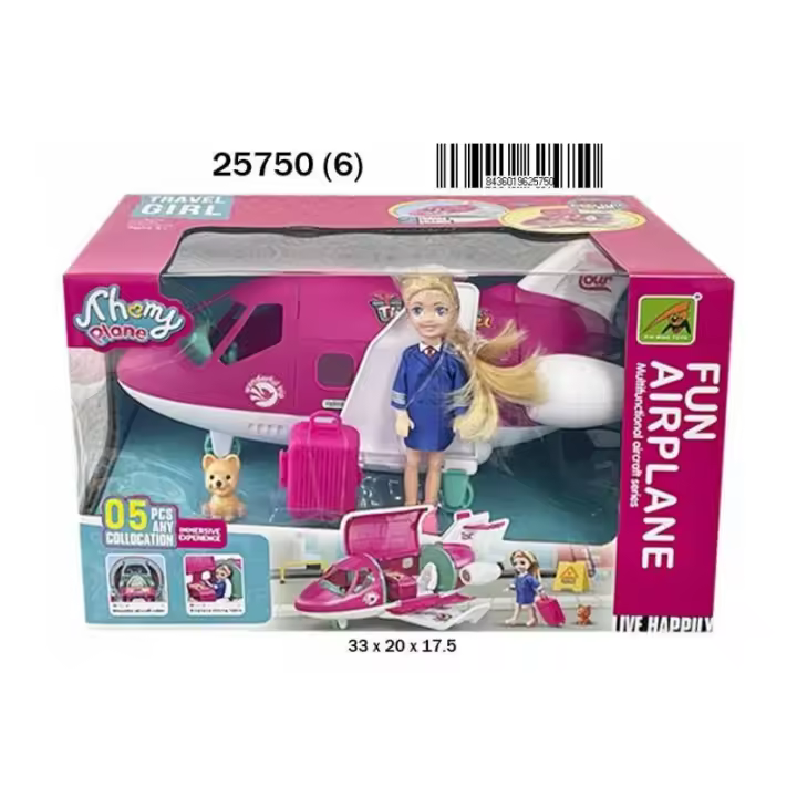MUÑECA AZAFATA CON AVION FUN AIRPLANE DE RAMA TRITTON - 1