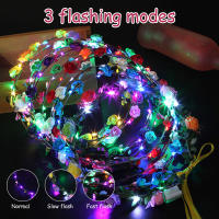 Corona De Flores LED Multicolor Cinta De Cabeza Con Luces LED Flor De Terciopelo Artificial Adorno De Cabello Para Fiesta Operado Por Batería Pack De 20 - details 2