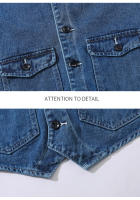 Chaqueta De Denim Para Hombre Chaqueta De Jeans Con Diseño De Cuello V Estilo Casual Todo El Año Prenda Exterior De Moda - details 6