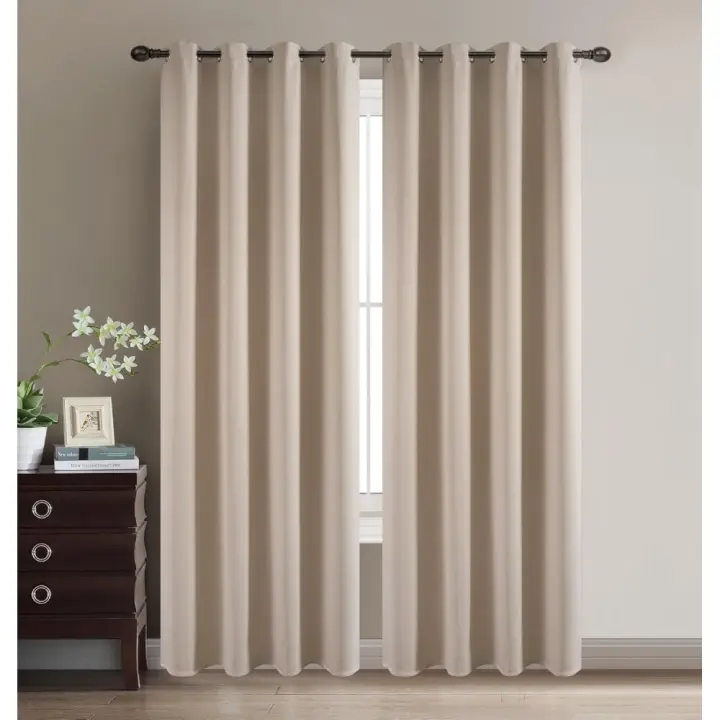 COSHANO Cortinas de Ventana Opacas 2 Piezas Modernas Anti Luz, Termicas Aislantes Frio y Calor para Salon, Habitacion (140x260cm Beige) - 1