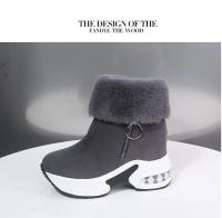 Botas De Nieve Calientes Para Mujer Con Plataforma Botines De Tobillo Cerradura De Cremallera Botas Internamente Aumentadas En Negro Y Gris - details 15