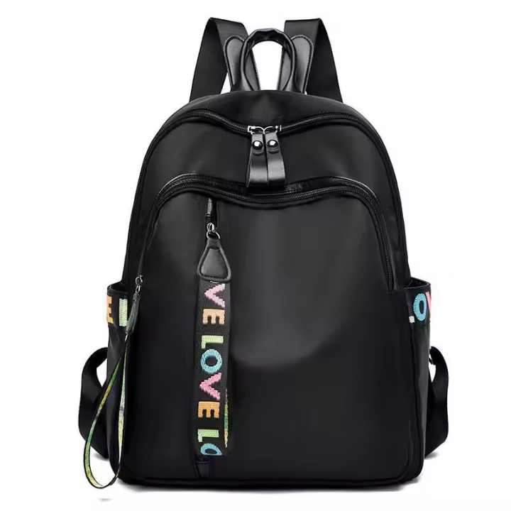 Mochila Grande De PU Negro Para Mujer Bolsa De Viaje Solida Harajuku Estudiante Escuela Unisex Mochila De Alta Calle - 1