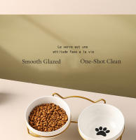 Tazón De Cerámica Para Gatos Y Perros 500ML Con Soporte Elevado Alimentos Y Agua Dispensador Accesorios Para Gatos Tazón Doble De Forma Redonda - details 13