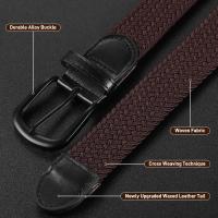 2 Piezas Cinturón Trenzado Elástico, Cinturón Hombre Con correa de Aleación para Jeans, Cinturón TejidoGolf para Hombres y Mujeres, Negro y Marrón3.5 * 110cm, Sin Agujas - details 3