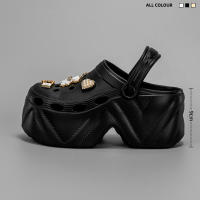 Sandalias De Tacón Alto Estilo Casual Con Patrón De Oso En Cuero Sintético Negro Y Blanco Diseño De Dibujos Animados X8809 - details 9