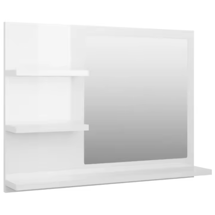 Espejo de baño Madera contrachapada Blanco Brillo 60x10,5x45 cm - 1