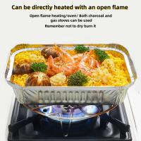 50/100pcs Bandejas De Aluminio Con Tapa Antideslizante Para Horno Aire Freidora Cocina Utensilios De BBQ Platos De Aluminio Grado Alimenticio Para Hornear Y Cocinar - details 2