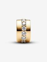 Pandora - Charm de clip with Bright transparent Row-Baño de Oro de 14K - details 0